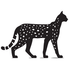 Elegant Savannah silhouette, highlighting its refined yet wild appearance – Savannah illustration – Savannah vector – cat silhouette

