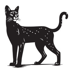 Dynamic Savannah silhouette, showcasing its agility and energy – Savannah illustration – Savannah vector – cat silhouette

