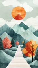 success roadmap flat design front view career growth theme water color colored pastel