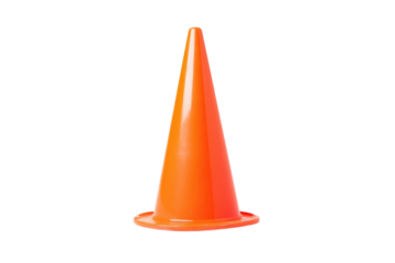 Bright orange traffic cone standing upright on a clean surface, symbolizing safety and caution