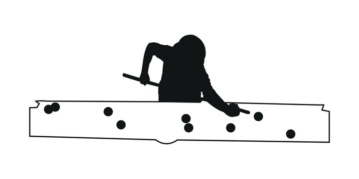 black silhouette pool player aiming shot clip art preview