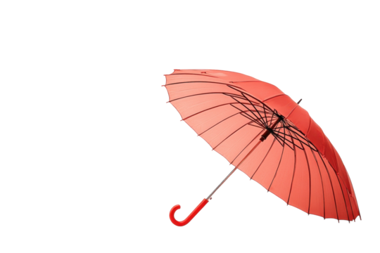 A vibrant red umbrella stands out beautifully against a minimalist white background - Powered by Adobe