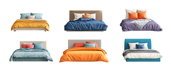 Pack of Beds set on Transparent Background for Home Decor, Interior Design, or Furniture Illustration Projects