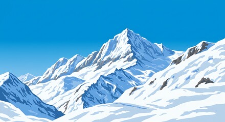 Obraz premium Azure Peaks, Winter's Embrace AI Generated