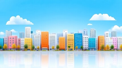 Vibrant Cityscape: A Colorful Urban Panorama