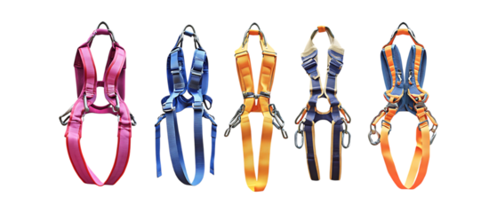 Pack of Climbing Harness Safety Equipment set Against Transparent Background for Adventure Branding, Safety Design, or Outdoor Gear Projects