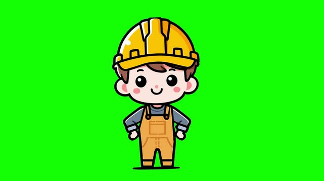 a cartoon construction worker, 2d looping animation