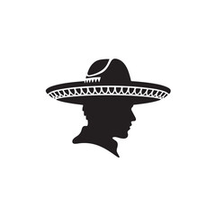  Set of Traditional Mexican Sombrero Hat Silhouettes – Collection of Cultural Headwear Icons in Black and White for Fiesta, Cinco de Mayo, and Ethnic Fashion Themes