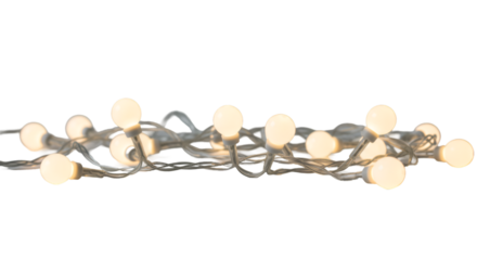 Glowing light Garland with LED lamps shining on transparent background., Glowing lights for holiday cards, banners, posters