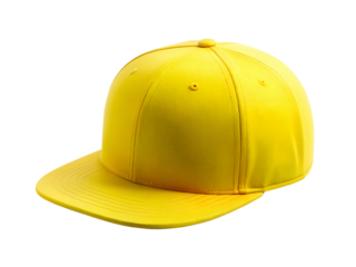 Yellow Baseball Cap with Flat Brim, Snapback Cap Mockup, Snapback Cap isolated, Snapback Cap transparent background, Snapback Cap Png