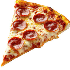 Pepperoni Pizza Slice with Melted Cheese on White Background