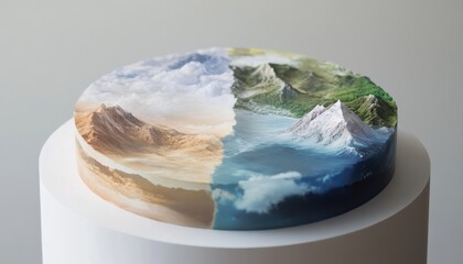 3d pie chart visualizing global climate zones nature digital art clean environment aesthetic viewpoint