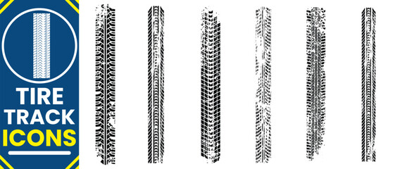 Car tire tracks vector, icon design. Tire tracks, rubber wheels, and braking marks. Truck, car, or motorcycle tread pattern silhouettes. Perfect for auto racing, motorsport, and speed-related designs.