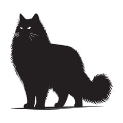 Charming Siberian silhouette, showcasing its affectionate and social nature – Siberian illustration – Siberian vector – cat silhouette

