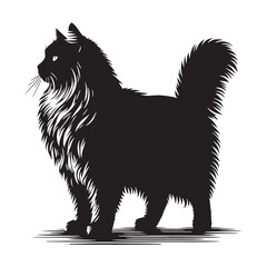 Obraz premium Playful Siberian silhouette, highlighting its energetic and fun-loving character – Siberian illustration – Siberian vector – cat silhouette