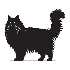 Confident Siberian silhouette, capturing its fearless stance and independent aura – Siberian illustration – Siberian vector – cat silhouette

