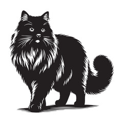 Striking Siberian silhouette, featuring its commanding presence and poise – Siberian illustration – Siberian vector – cat silhouette

