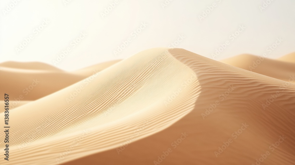 Aufkleber soft undulating sand dunes create a tranquil desert atmosphere in neutral beige tones under gentle s