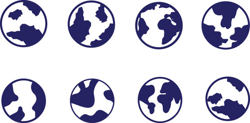 Earth Globe Icons. Globe icon illustration. World map in globe shape isolated on white background. vector. World planet earth isolated icon vector illustration design
