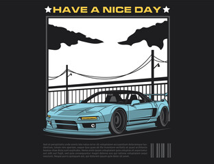 90s super car design graphic illustration vector with background