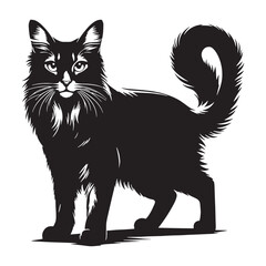 Elegant Somali silhouette, highlighting its refined yet adventurous appearance – Somali illustration – Somali vector – cat silhouette

