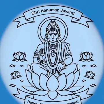 Happy Hanuman Jayanti Typography Design with Lord Hanuman Background. A Hindu festival celebrated of lord hanuman birthday.