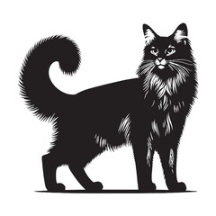 Majestic Somali silhouette, capturing its wild elegance and bushy tail – Somali illustration – Somali vector – cat silhouette

