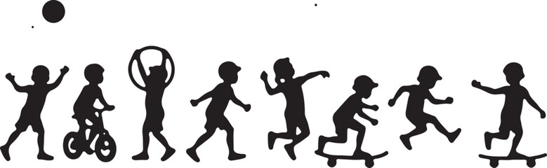 Kids Playing Silhouette Bundle | Outdoor Activity Clipart