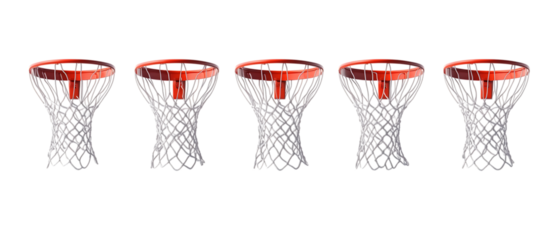 Pack of Basketball Hoops on Transparent Background for Sports Graphics, Athletic Branding, or Game Promotions