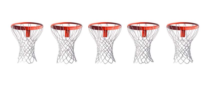 Pack of Basketball Hoops on Transparent Background for Sports Graphics, Athletic Branding, or Game Promotions
