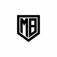 Initial monogram logo design MB isolated frame shield vector