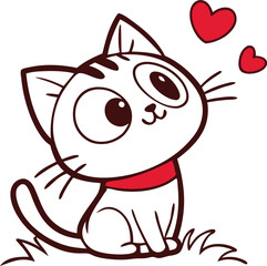 Adorable Kitten with Hearts, Playful Feline Face in a Sweet Pose