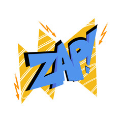 Speech bubble with text ZAP on white background in the style of the 90s. Vector illustration, comics boom boom bang vector element