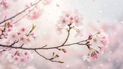 Obraz premium Delicate Pink Cherry Blossoms on Branches: Springtime Bloom
