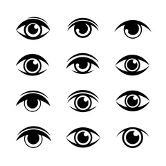 Eye Silhouette Vector Bundle | Black and White Eye Clipart | EPS Illustration Set