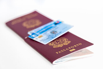 Italy - Close-up of Italian documents for identification and healthcare: passport, ID card, and Tessera Sanitaria