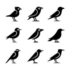 Birds Silhouette Vector Bundle Black and White Birds Clipart EPS Illustration