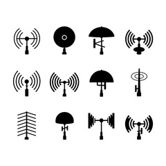 Antenna Silhouette Vector Bundle Black and White Antenna Clipart EPS Illustration