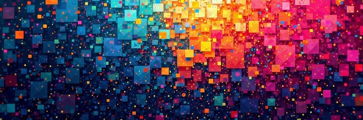 Fototapeta premium Colorful abstract pixelated glitch texture with digital mosaic collage, collage, background