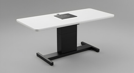 Adjustable Height Coffee Table with Built-in Wireless Charging Minimalistic Design