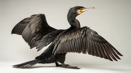 Cormorant on studio background
