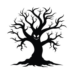 Silhouette of a Horror tree on a white background