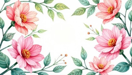 Delicate watercolor blooms, intertwined leaves, soft pastel palette , fabric, repeat pattern