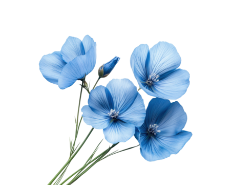 Beautiful blue flowers arrangement nature isolated on transparent background, png