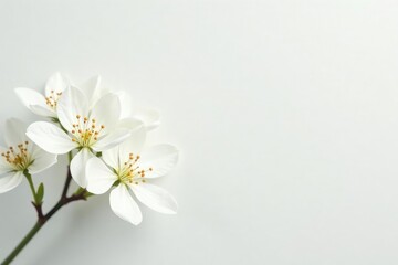 Delicate white flower blossoms against a pure white backdrop , macro, white background, delicate