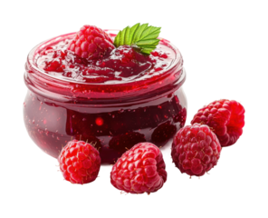 Homemade raspberry jam recipe kitchen food cozy isolated on transparent background, png