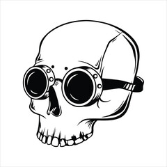 Skull with Goggles Steampunk Illustration