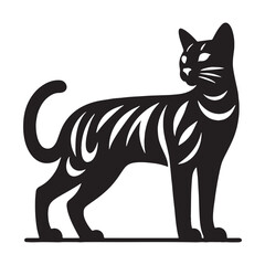 Fototapeta premium Charming Toyger silhouette, highlighting the breed’s captivating and friendly personality – Toyger illustration – Toyger vector – cat silhouette