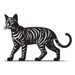 Energetic Toyger silhouette, a lively portrayal of this playful breed – Toyger illustration – Toyger vector – cat silhouette

