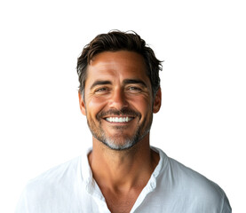 Obraz premium Smiling man portrait bright isolated on transparent background, png